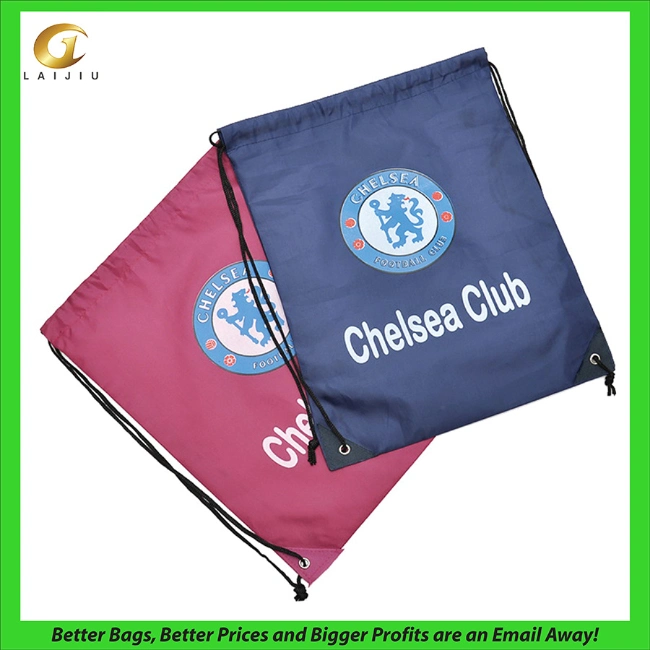 Custom Nylon Polyester Drawstring Promotional Sports Backpack Gym Bag Rucksack Cinch Bag Travel and School Storage Bag